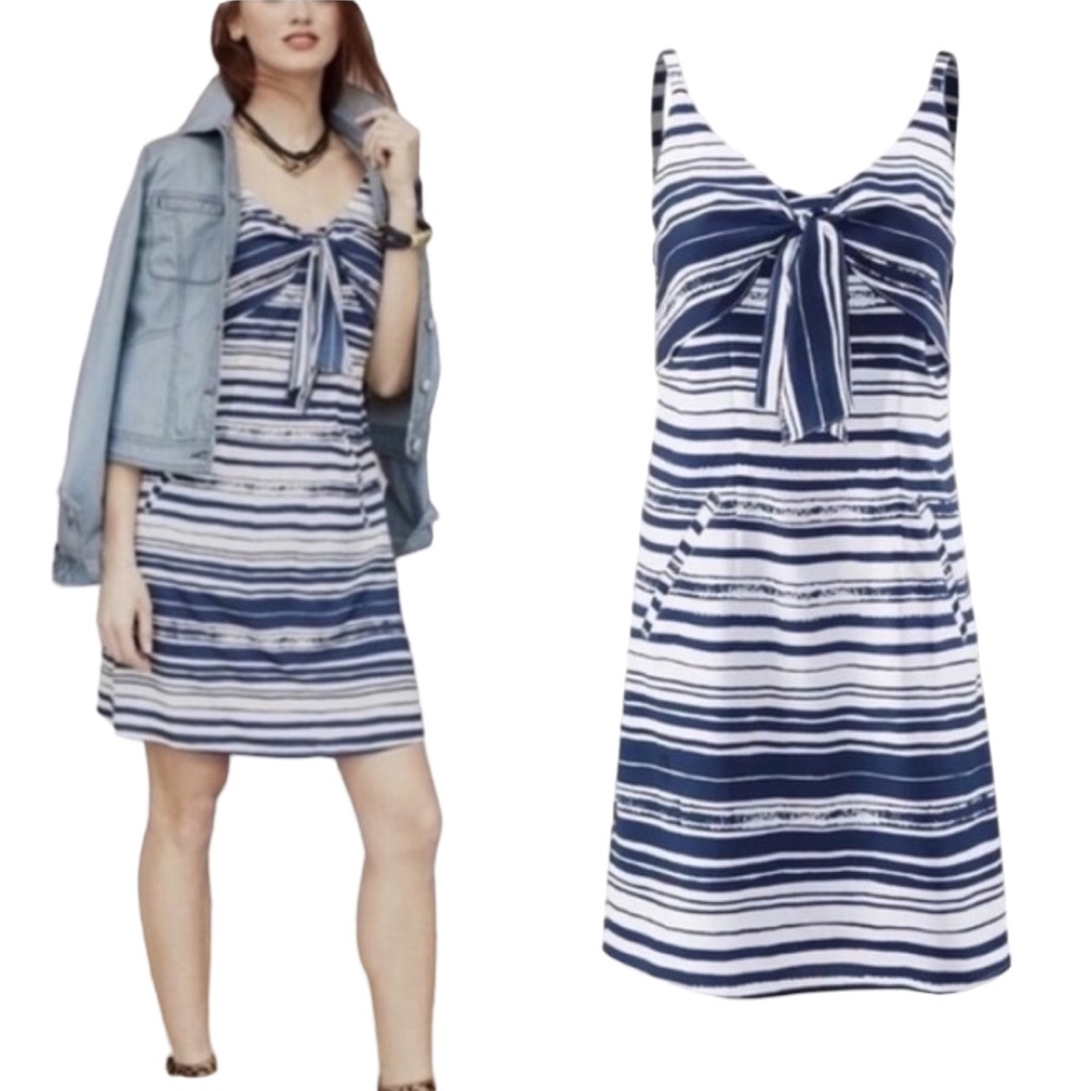 EUC CAbi Nautical Stripe Knot Mini Dress